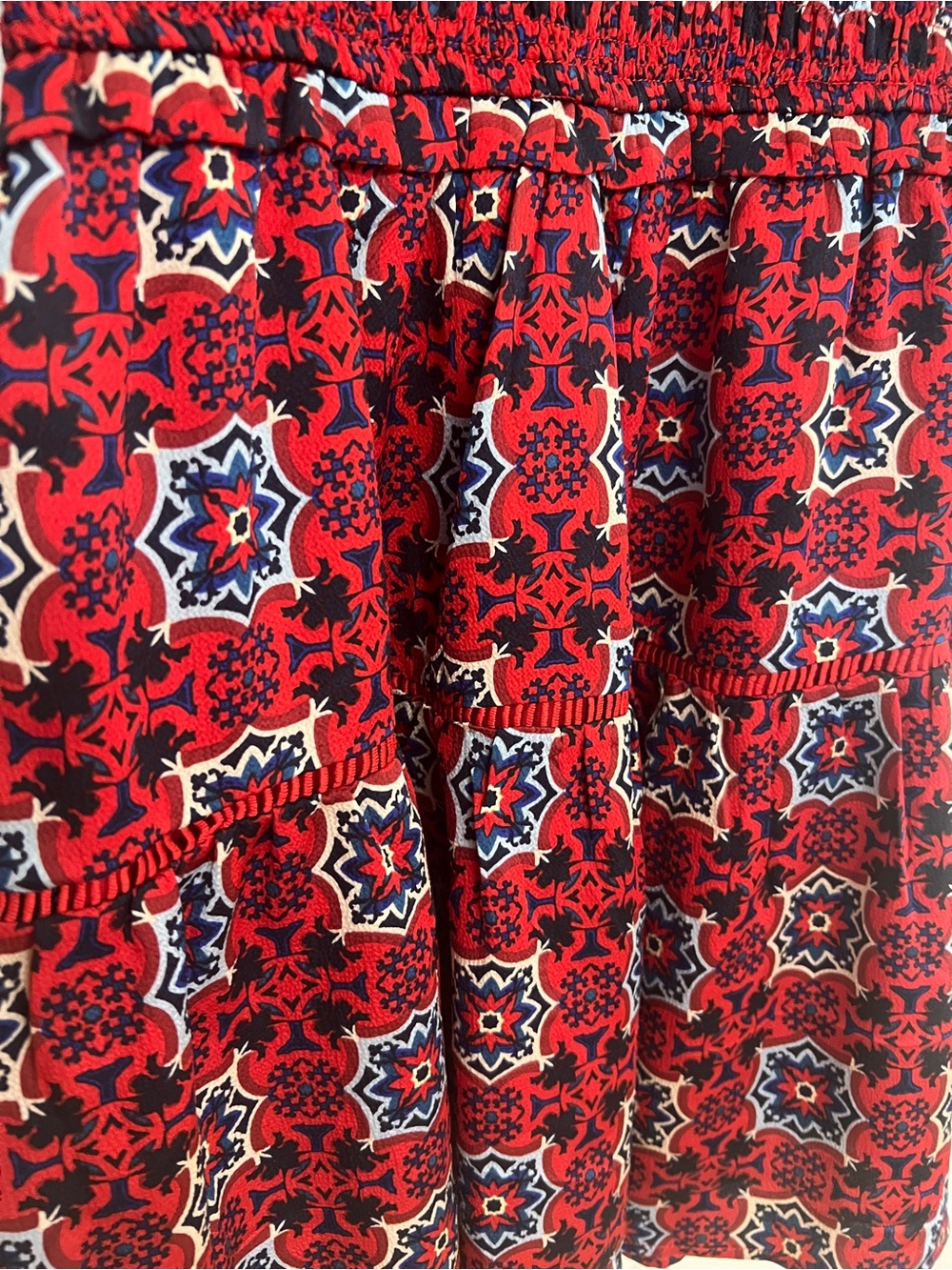 Allison Brittney Red Geometric Smocked Kids Dress - Picture 4 of 4